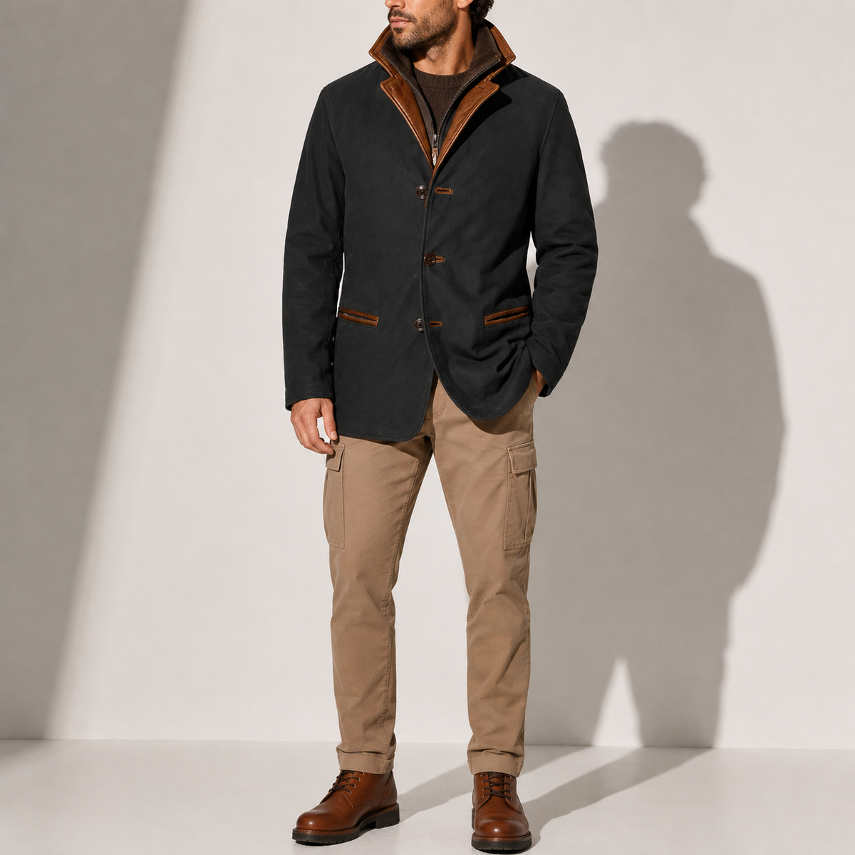 Roberto | Cappotto in Suede con Collo Alto