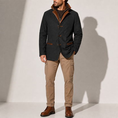 Roberto | Cappotto in Suede con Collo Alto