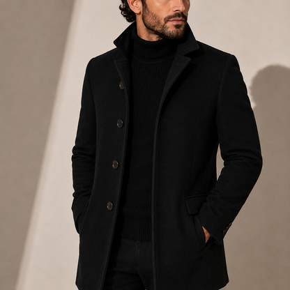 Cappotto con colletto alto su misura da uomo, modello Lorenzo