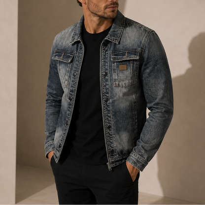 Giacca in denim vintage da uomo, modello Michele