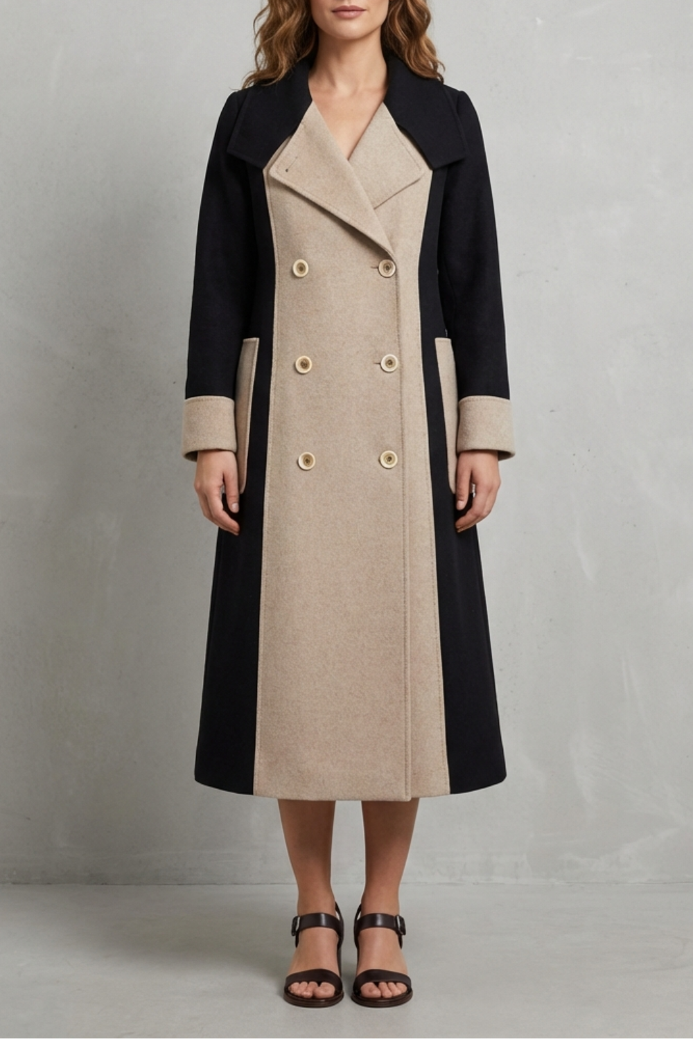 Letizia | Cappotto in Lana Stile Hepburn con Colori a Contrasto