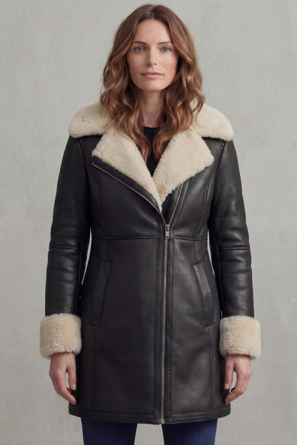 Lucia | Cappotto Invernale in Pelle con Collo in Shearling