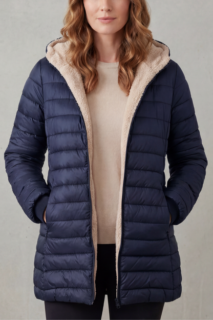 Ludovica | Piumino con Cappuccio Foderato in Sherpa