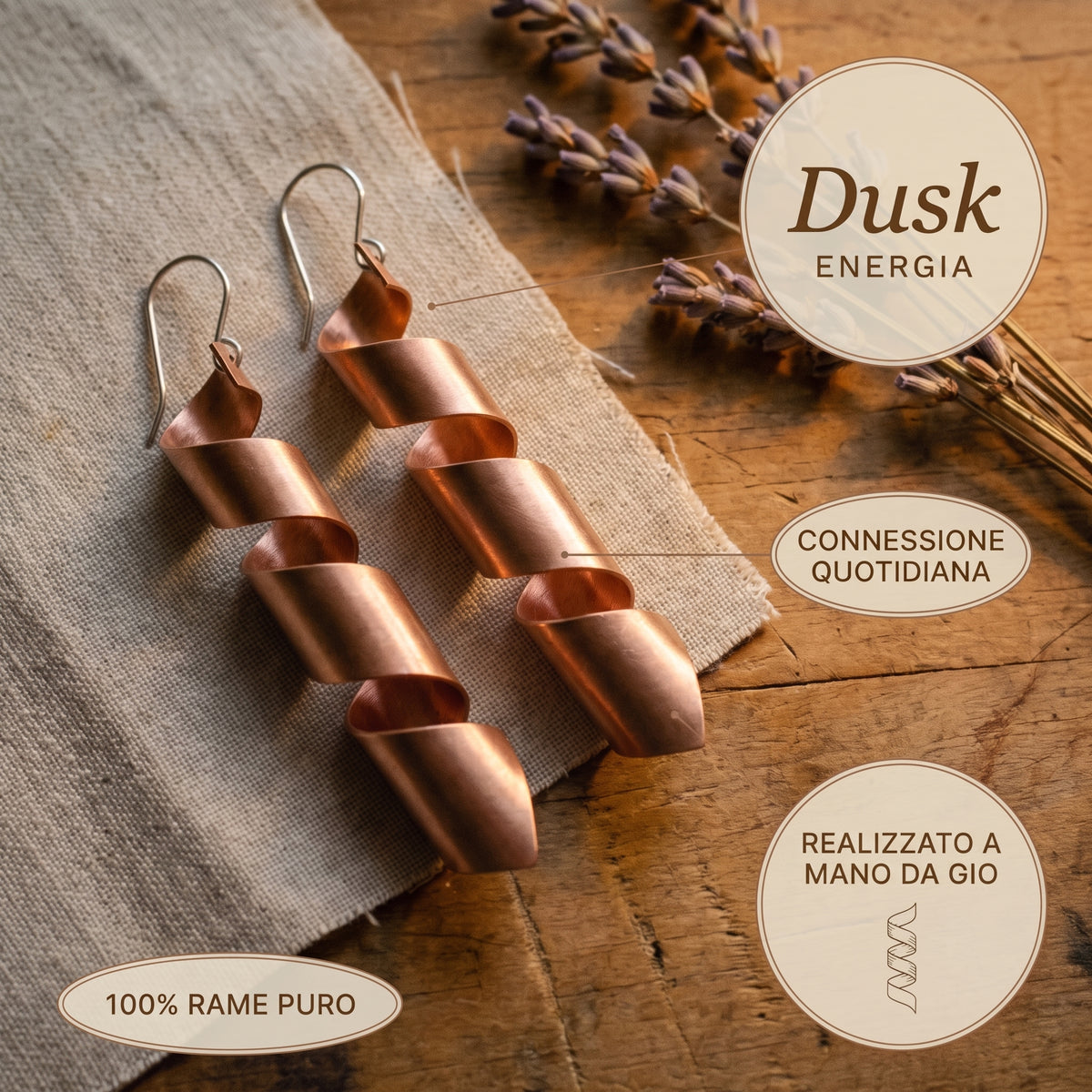 Orecchini in Rame Dusk di Gio