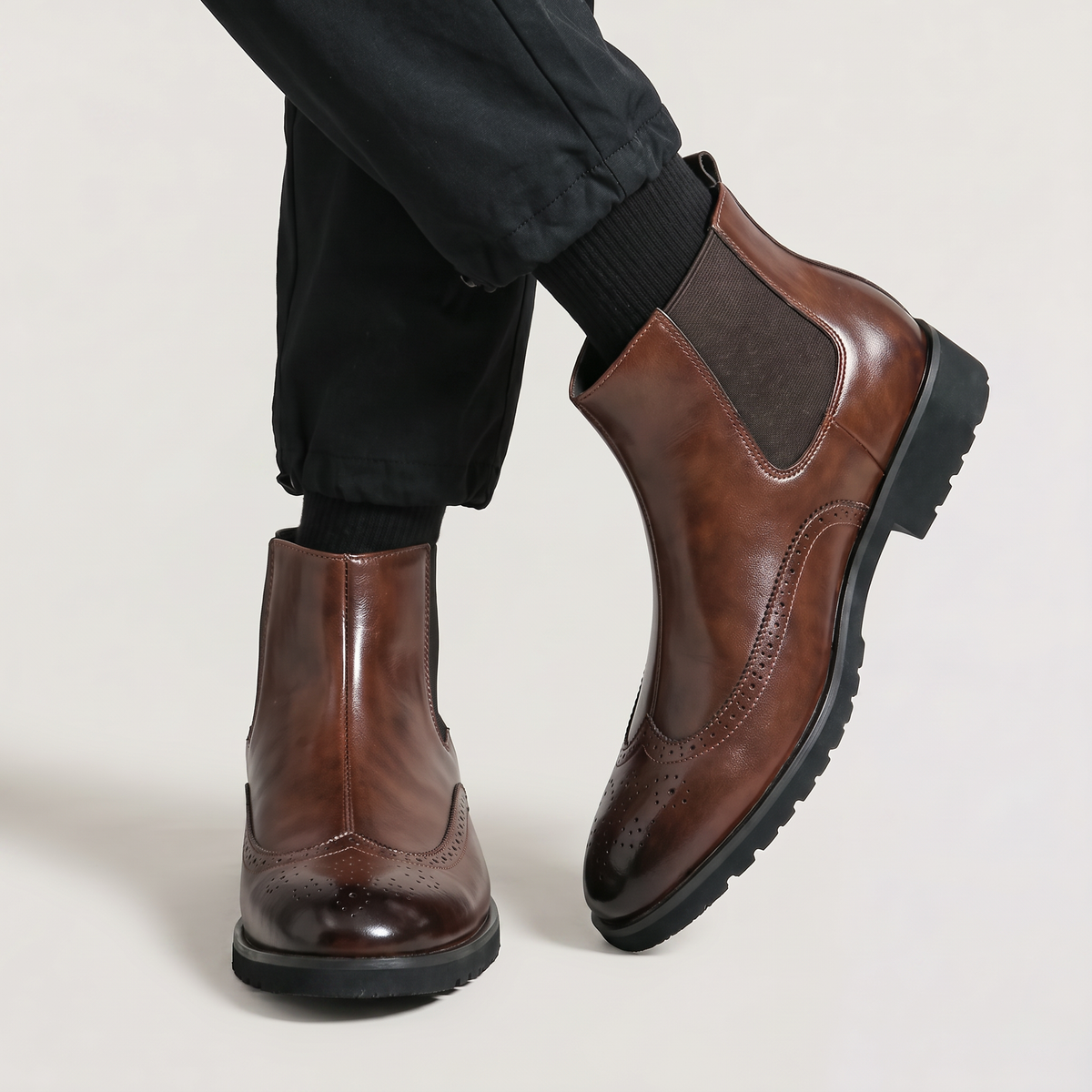 Stivaletti Chelsea da Uomo in Brogue Slip-On