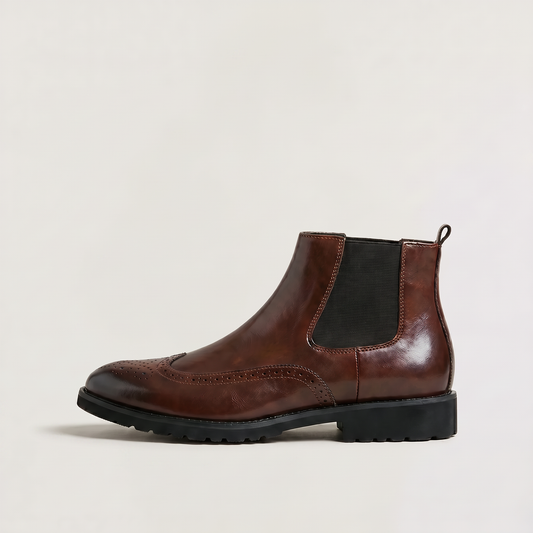 Stivaletti Chelsea brogue slip-on da uomo