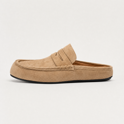 Mocassini senza retro da uomo in look suede