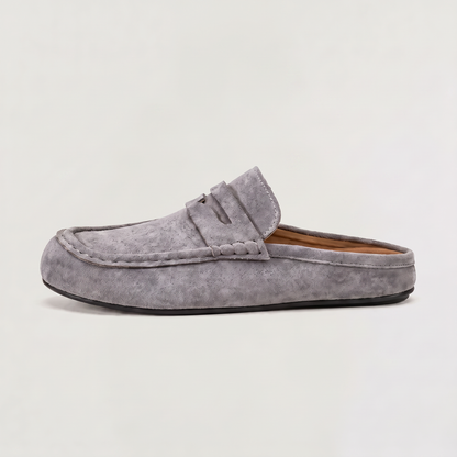 Mocassini senza retro da uomo in look suede