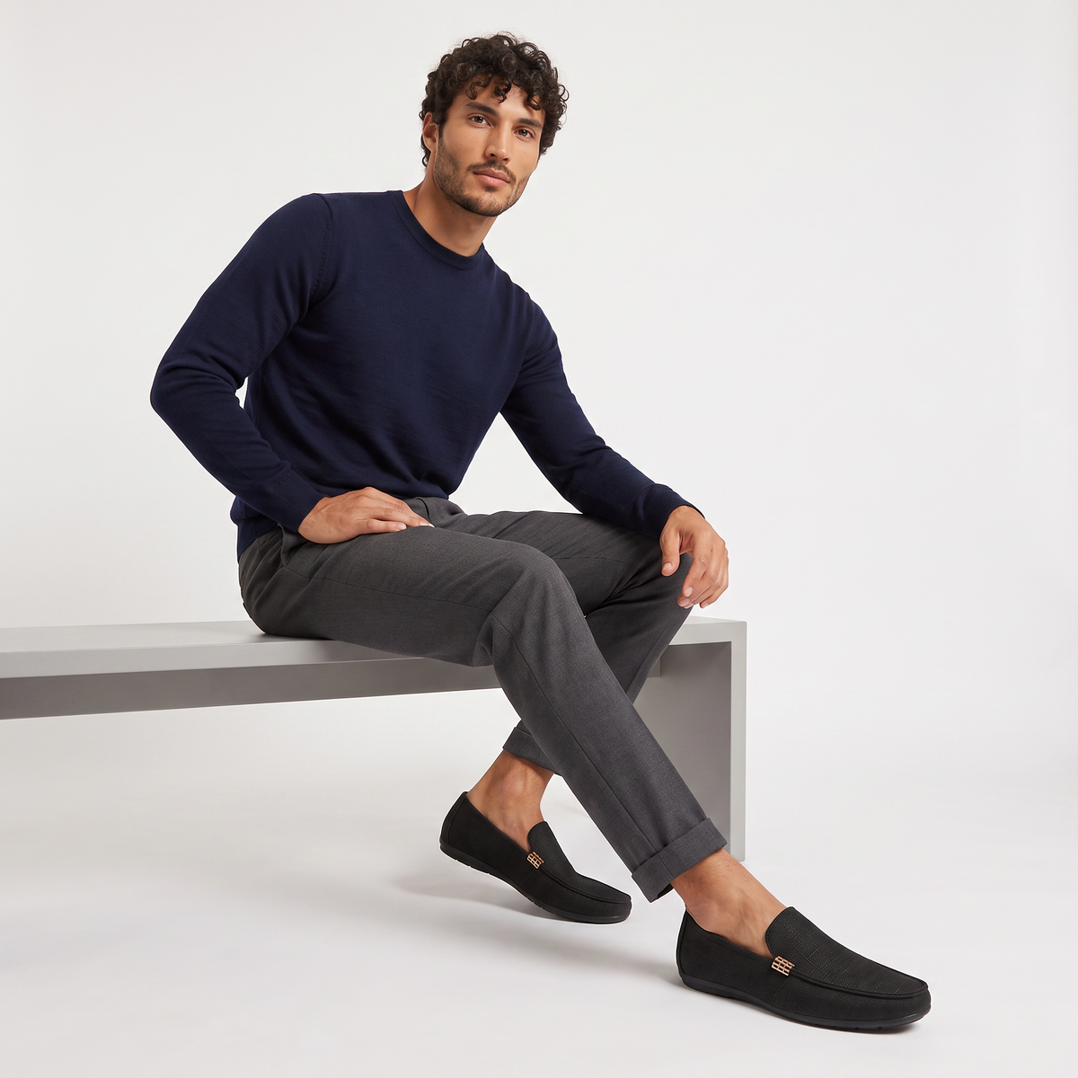 Mocassini Slip-On in Tela Texturizzata da Uomo