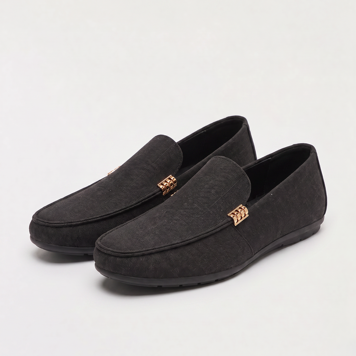 Mocassini Slip-On in Tela Texturizzata da Uomo