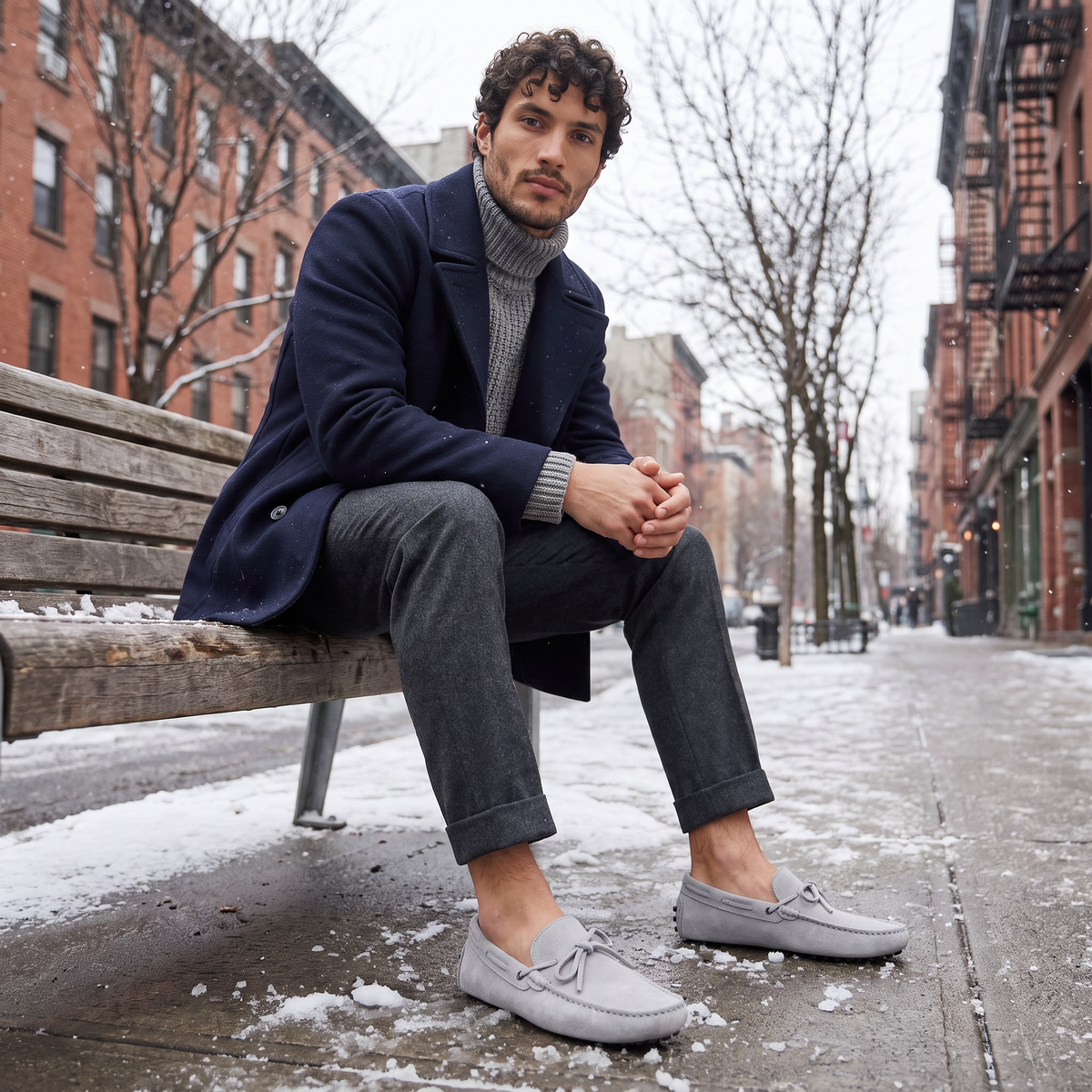 Scarpe da guida in suede per uomo