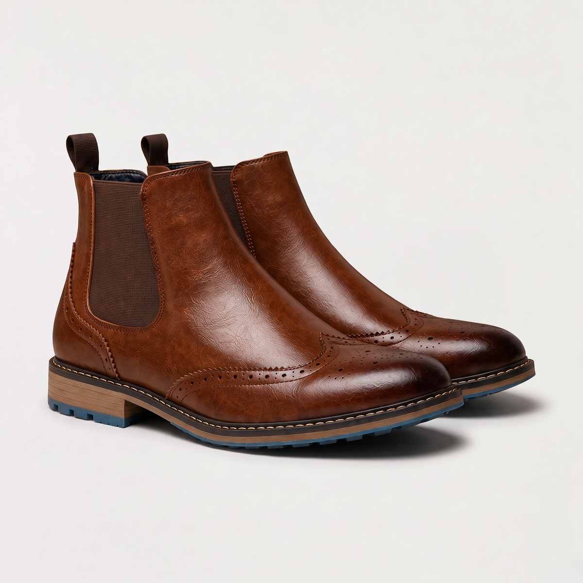 Stivali Chelsea Brogue da Uomo - Stivali Eleganti alla Caviglia con Punta a V