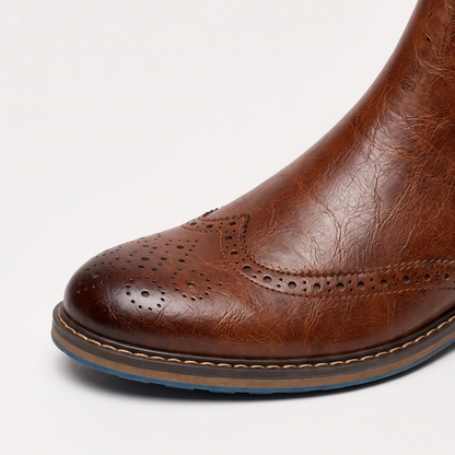Stivali Chelsea Brogue da Uomo - Stivali Eleganti alla Caviglia con Punta a V