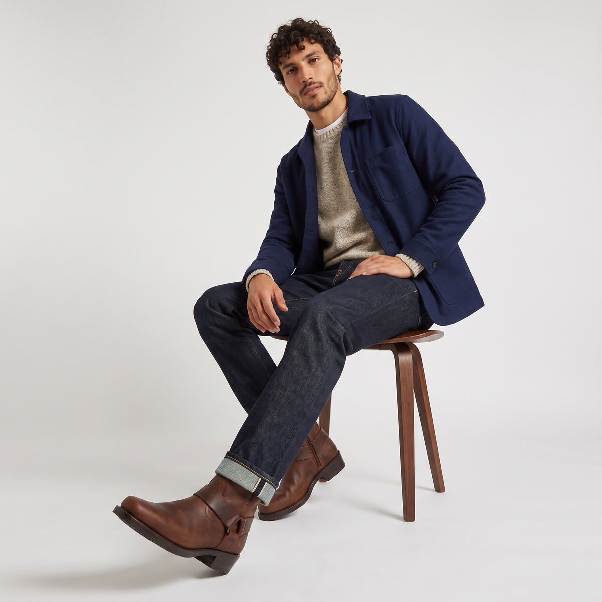 Stivali alla Caviglia in Pelle Western per Uomo