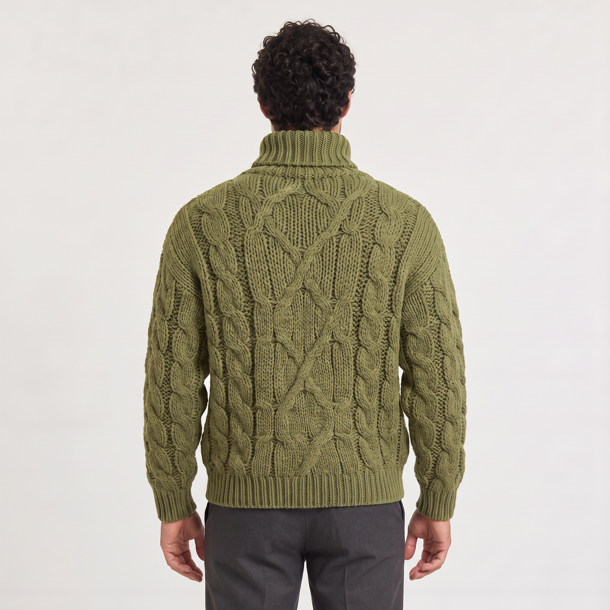 Luca - Maglione Invernale da Uomo a Collo Alto con Treccia Spessa
