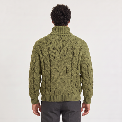 Luca - Maglione Invernale da Uomo a Collo Alto con Treccia Spessa