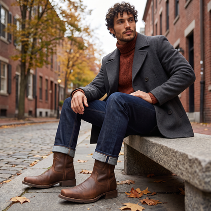 Stivali Western Distressed da Uomo