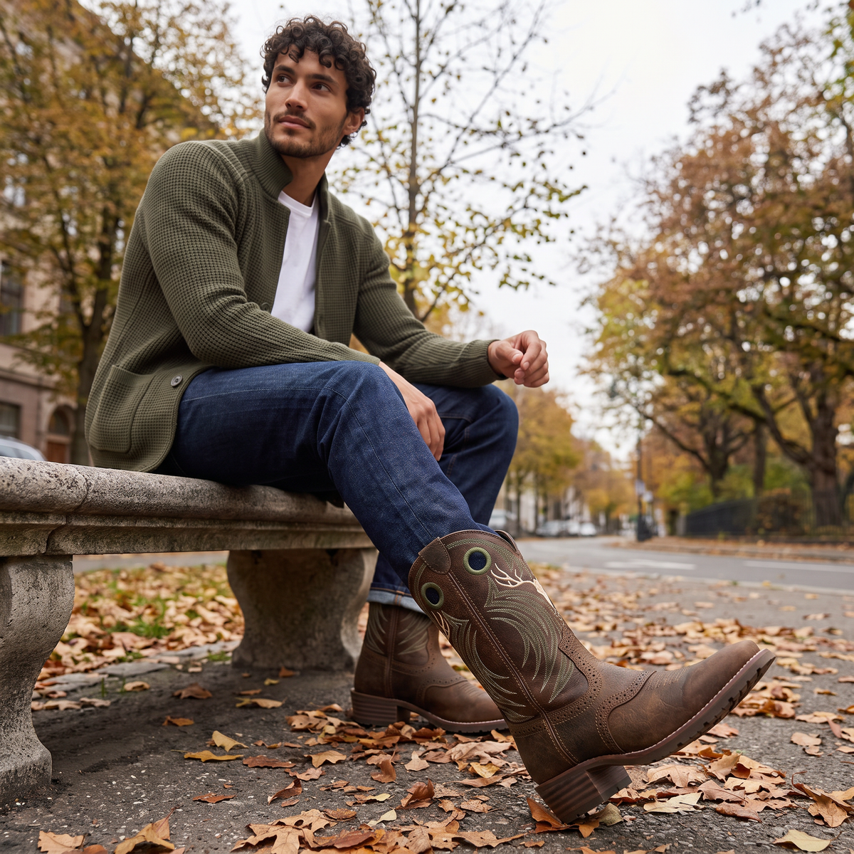 Stivali da Cowboy Western Ricamati Classici da Uomo