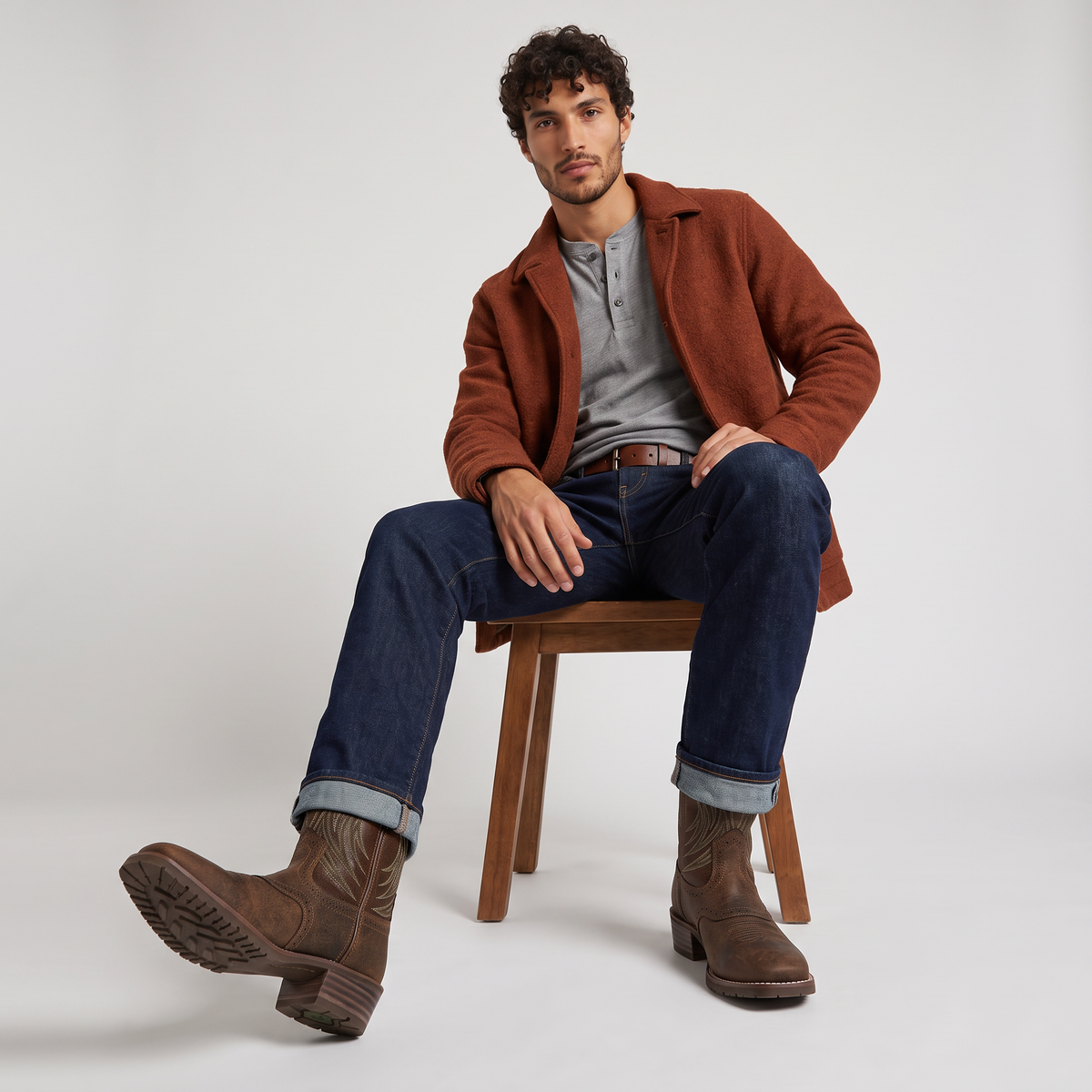 Stivali da Cowboy Western Ricamati Classici da Uomo