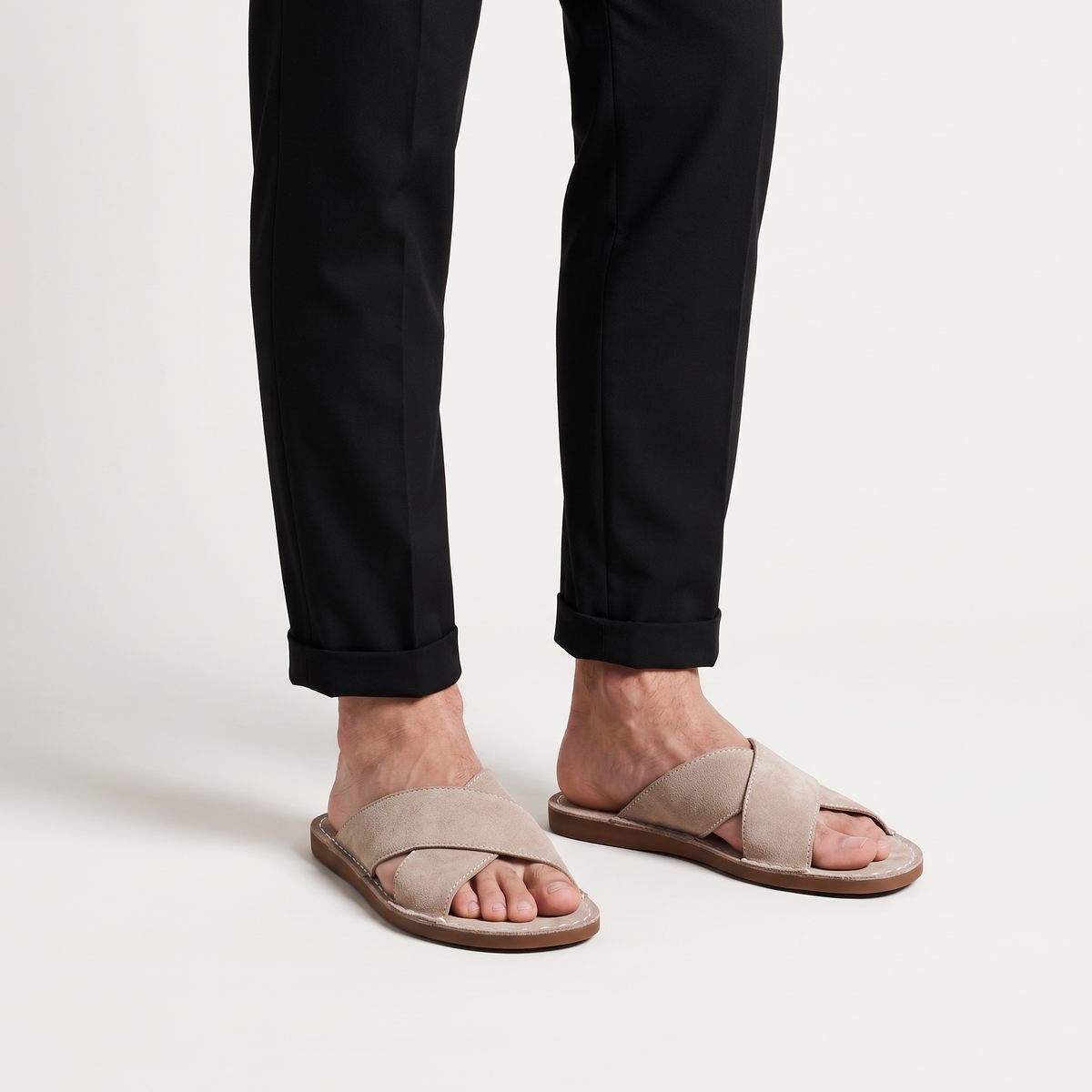Sandali da Uomo in Finta Suede con Cinturini Incrociati