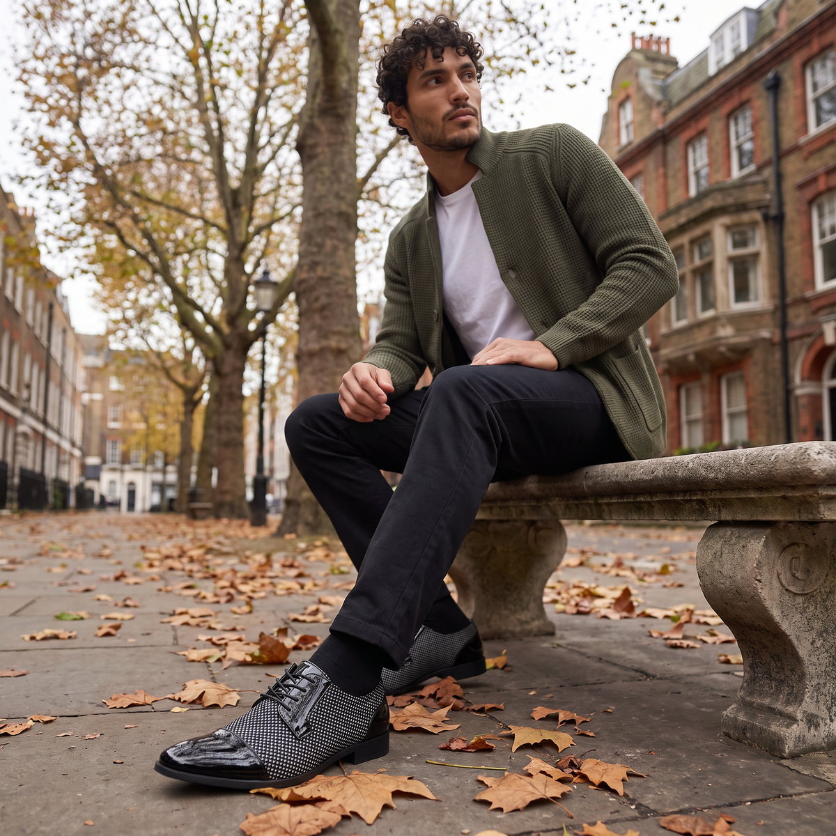 Scarpe Oxford da Uomo con Texture a Contrasto