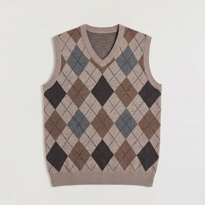 Marco - Gilet da Uomo a V con Motivo Argyle