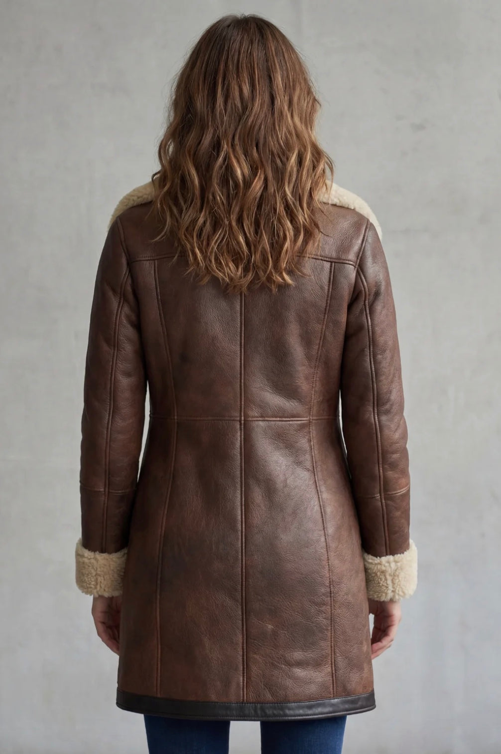 Giulia | Cappotto Elegante in Pelle con Fodera in Pelliccia