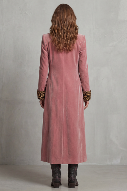 Beatrice | Cappotto Lungo con Fodera in Velluto Leopardato