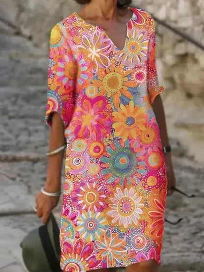 Nira | Abito Midi a Fiori Splendente