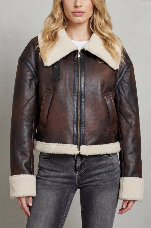 Bice | Giacca Aviator Corta con Finiture in Shearling
