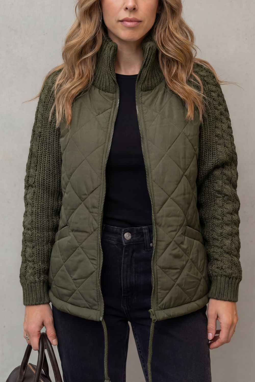 Patrizia | Piumino Trapuntato con Inserti in Maglia