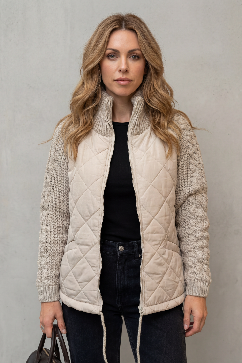 Patrizia | Piumino Trapuntato con Inserti in Maglia