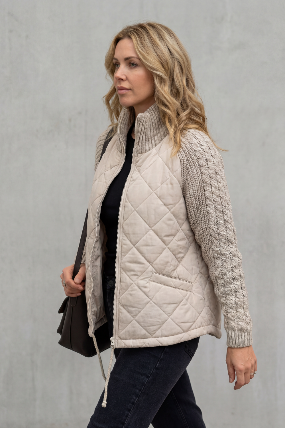 Patrizia | Piumino Trapuntato con Inserti in Maglia