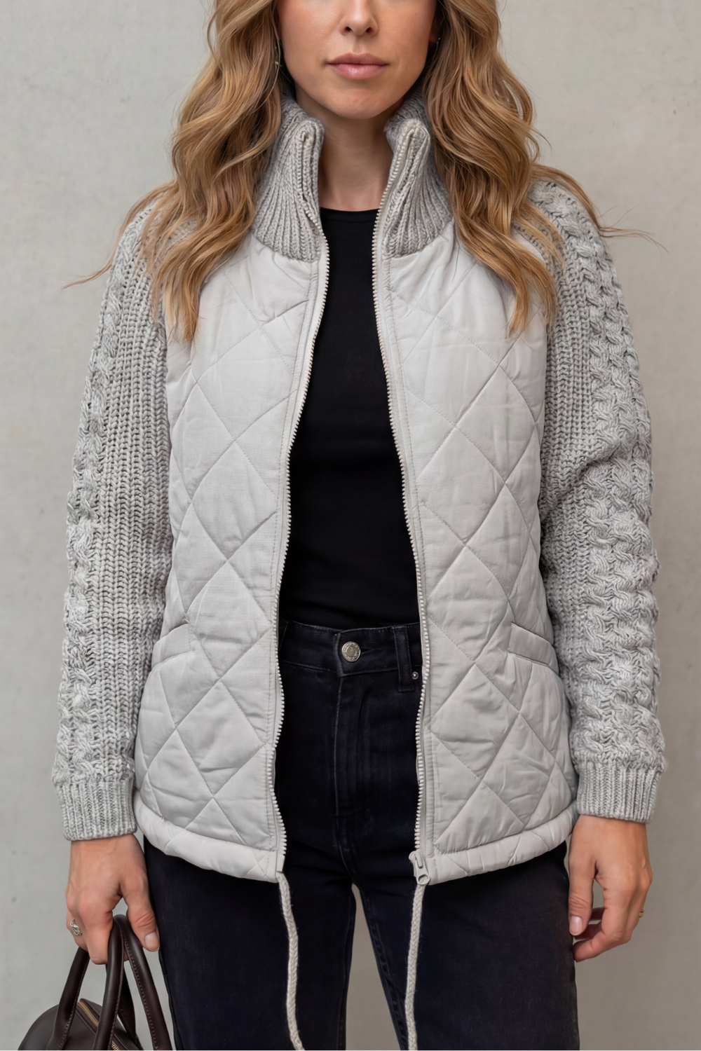 Patrizia | Piumino Trapuntato con Inserti in Maglia