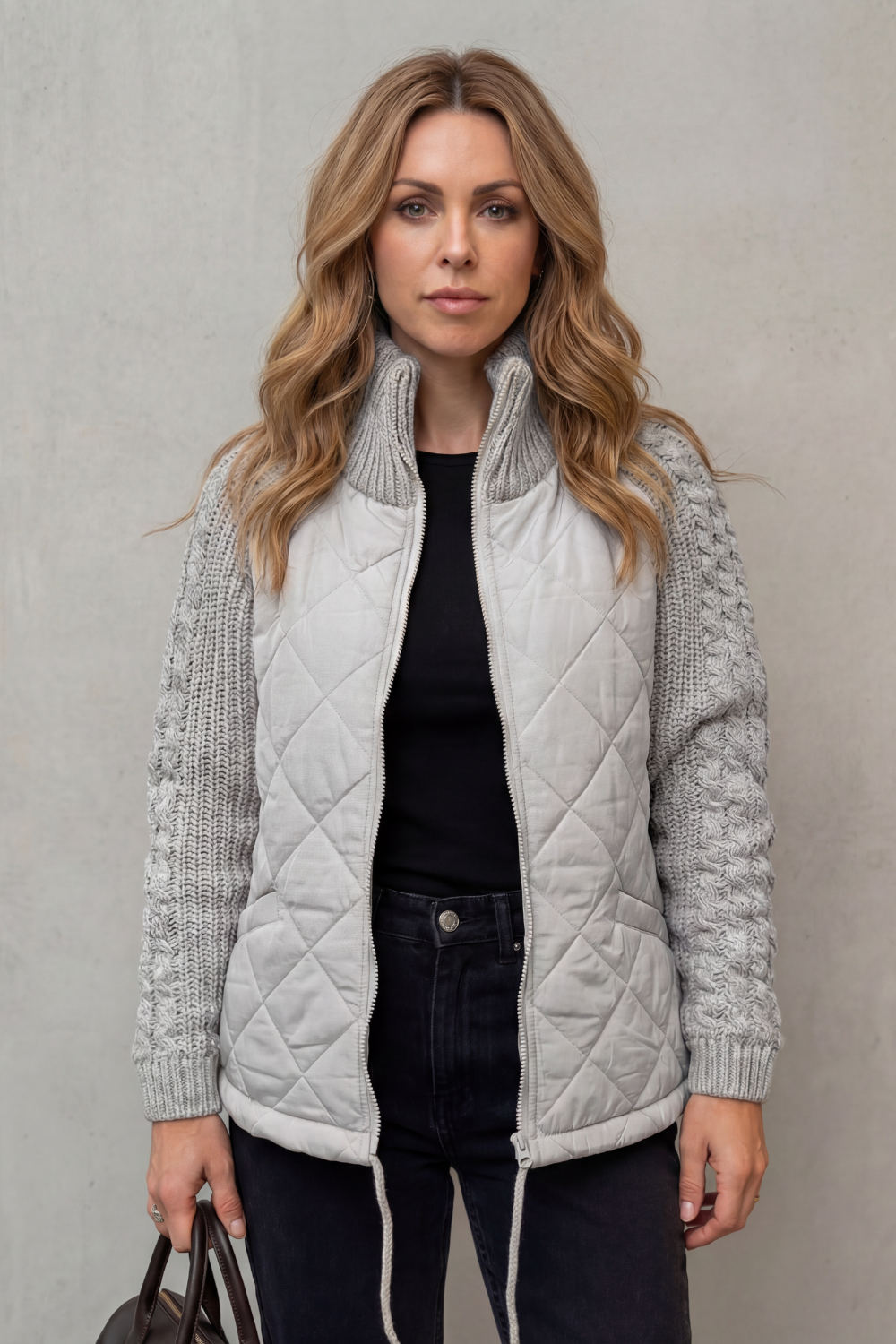 Patrizia | Piumino Trapuntato con Inserti in Maglia