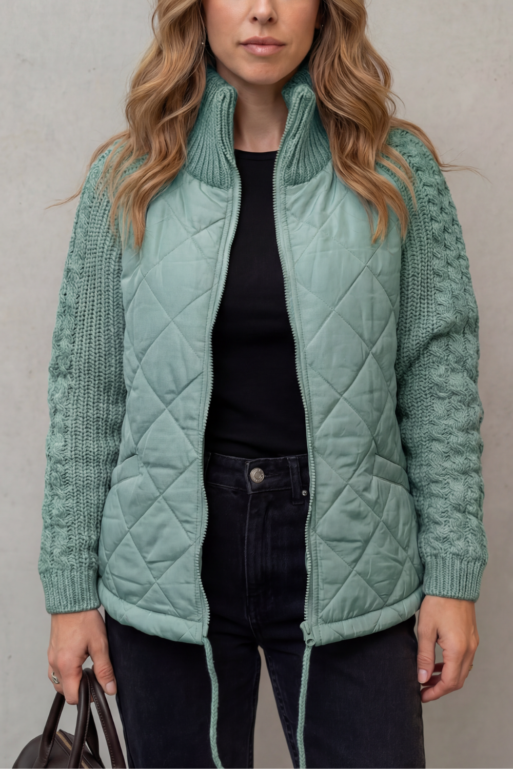 Patrizia | Piumino Trapuntato con Inserti in Maglia