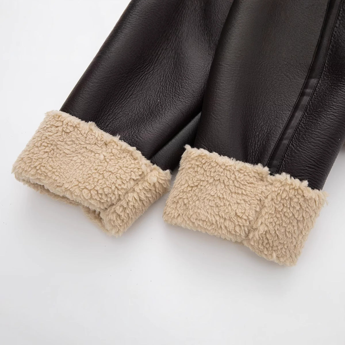 Serena | Giacca Aviator in Ecopelle con Collo in Finto Shearling