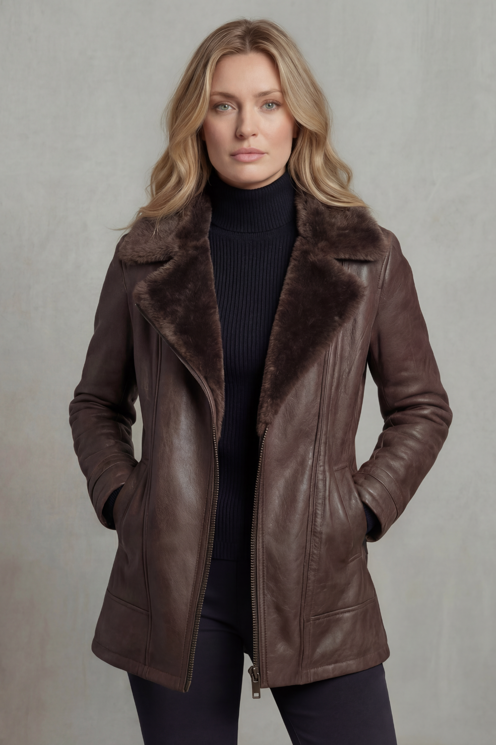 Elisa | Giacca in Pelle con Fodera in Shearling