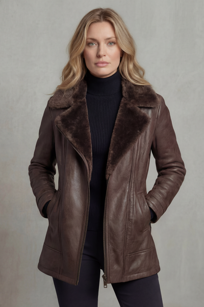 Elisa | Giacca in Pelle con Fodera in Shearling