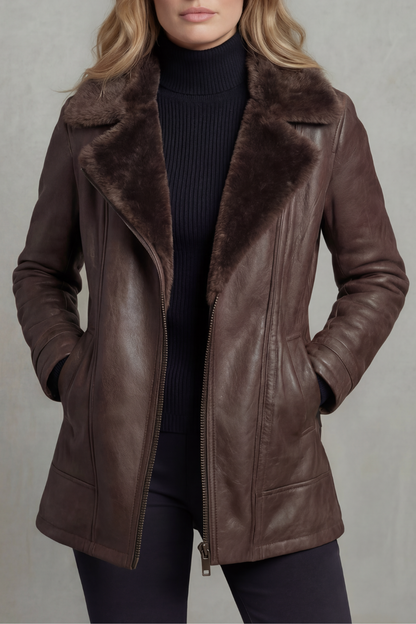 Elisa | Giacca in Pelle con Fodera in Shearling