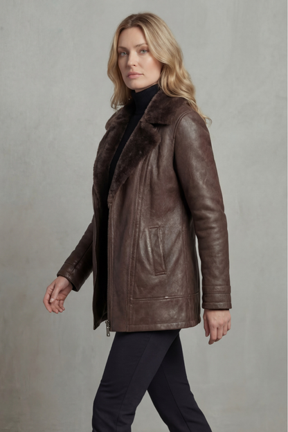 Elisa | Giacca in Pelle con Fodera in Shearling