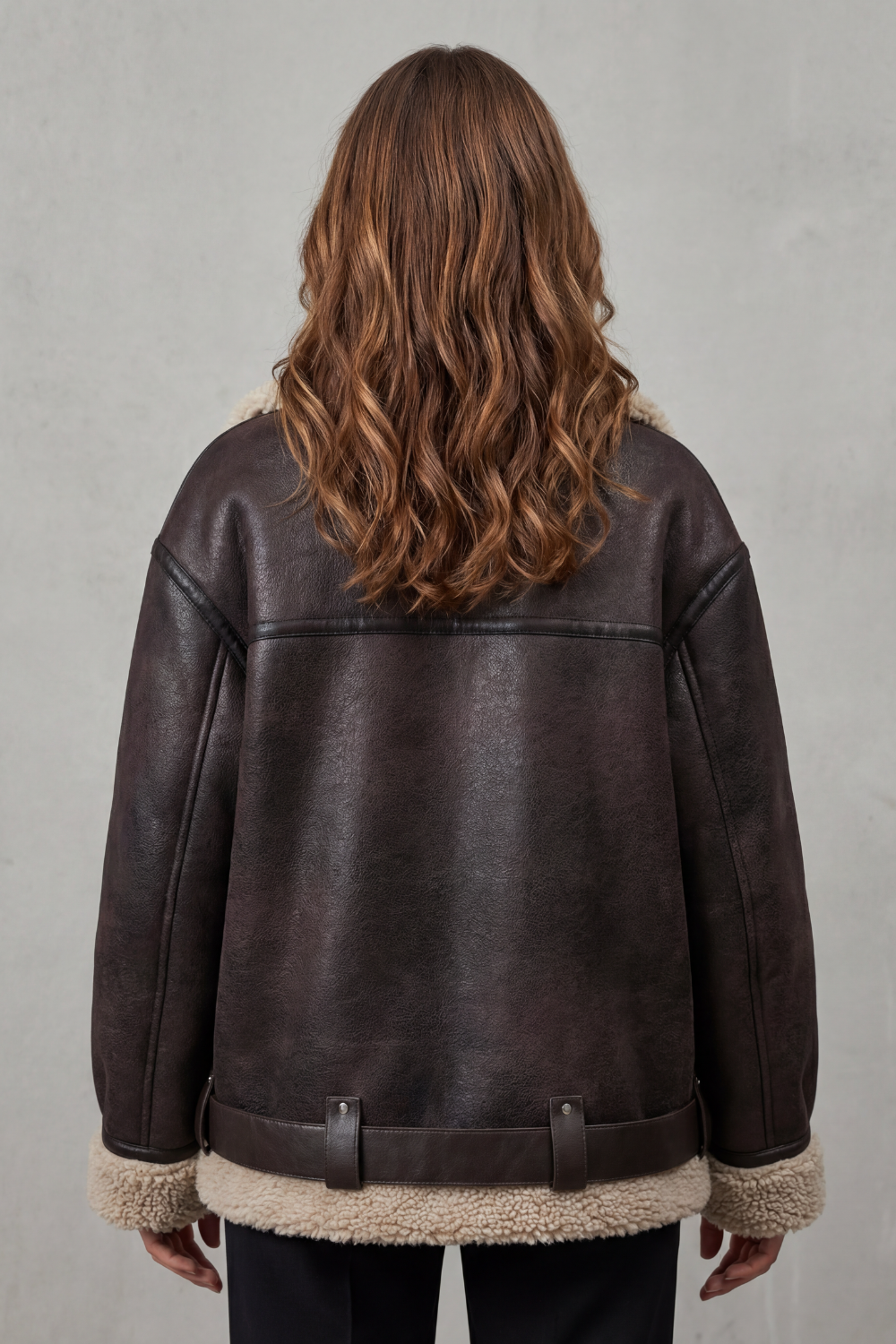 Giovanna | Cappotto Aviator con Cintura e Finiture in Shearling