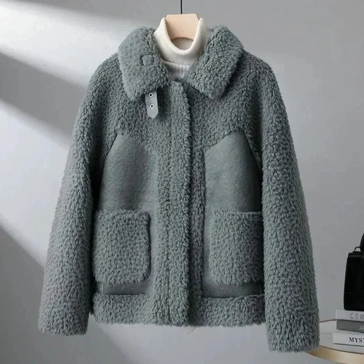 Teresa | Giacca in Teddy con Pannelli Effetto Suede