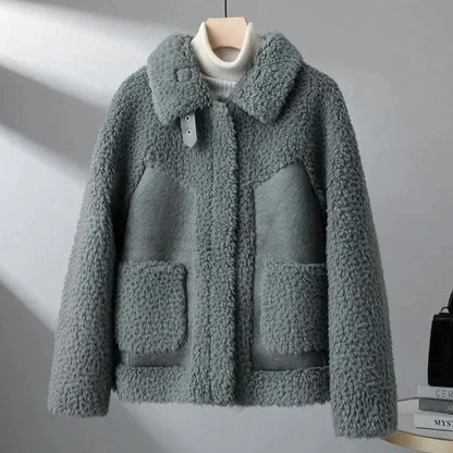 Teresa | Giacca in Teddy con Pannelli Effetto Suede