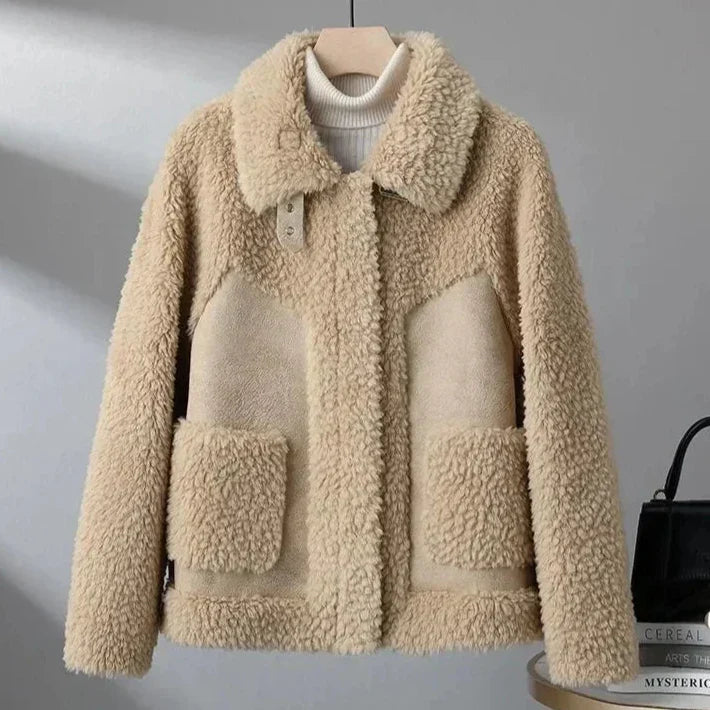 Teresa | Giacca in Teddy con Pannelli Effetto Suede