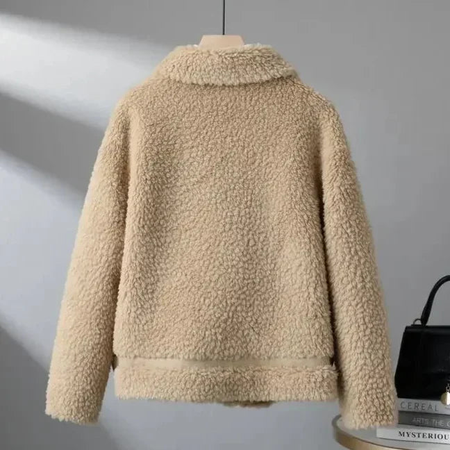Teresa | Giacca in Teddy con Pannelli Effetto Suede