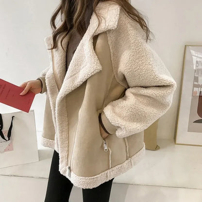 Romina | Giacca Aviator in Finto Shearling con Pannelli Effetto Suede