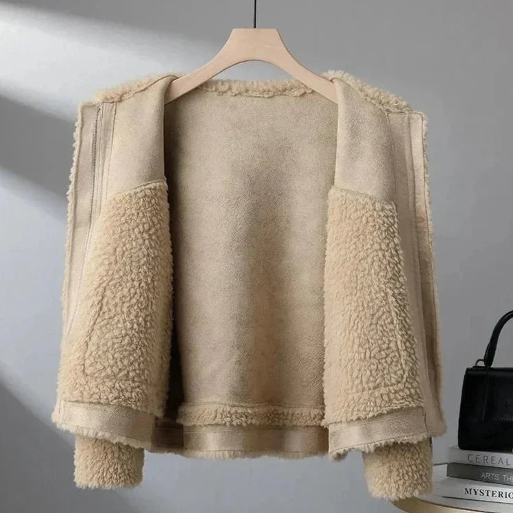 Teresa | Giacca in Teddy con Pannelli Effetto Suede