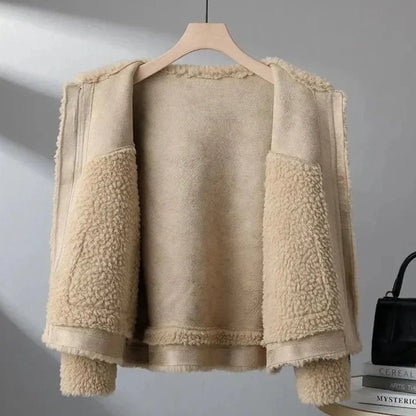 Teresa | Giacca in Teddy con Pannelli Effetto Suede