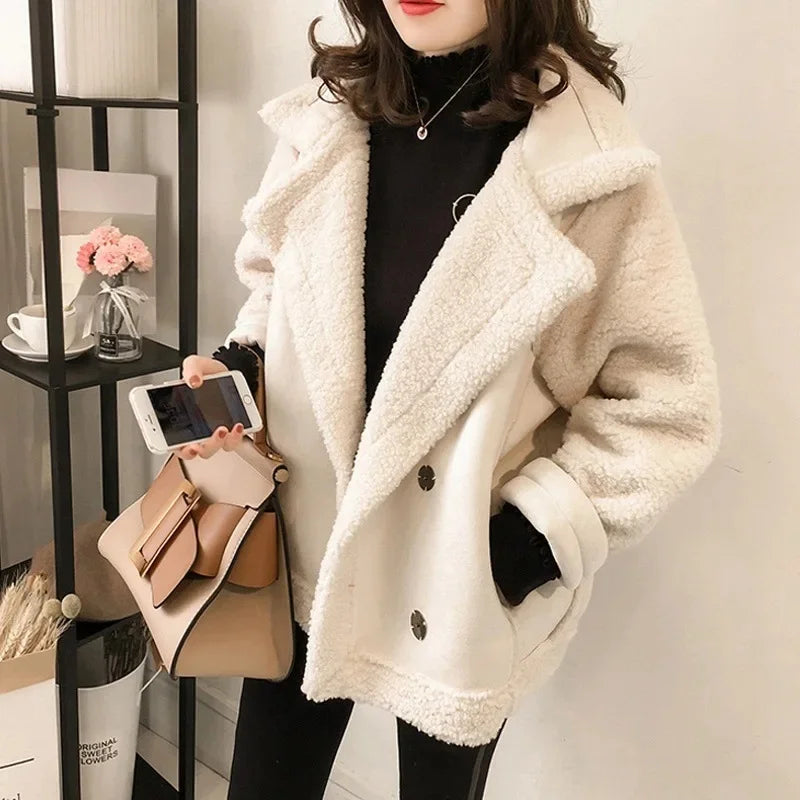 Romina | Giacca Aviator in Finto Shearling con Pannelli Effetto Suede